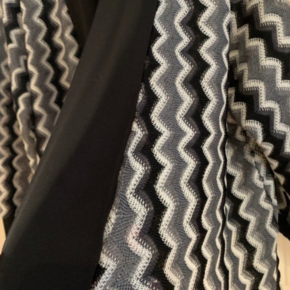 Antoine Black/Grey Zigzag 3/4 Sleeve Open Cardigan xxl - Picture 2 of 4